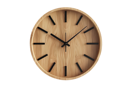 Minimalist Wooden Wall Clock with Black Hands