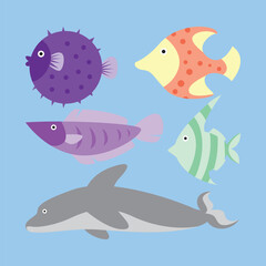 Fish mascot logo design with modern concept illustration. Fish design pack illustration.