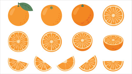 minimal orange fruit vector logo isolated white