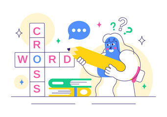 Brain Training Games Vector Illustration featuring People Having Fun with Riddles, Crosswords, Logic Game, and Puzzle Solving in a Flat Background