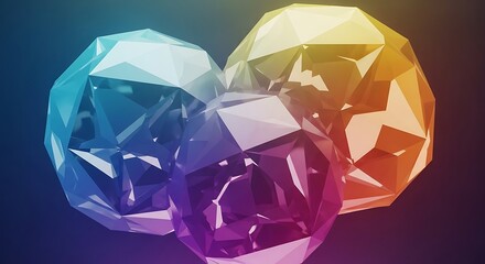 Abstract Colorful Low Poly Spheres Background with Gradient Lighting Effect, creative artwork