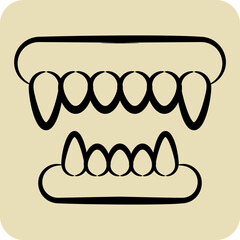 Icon Fangs. related to Halloween symbol. hand drawn style. design editable