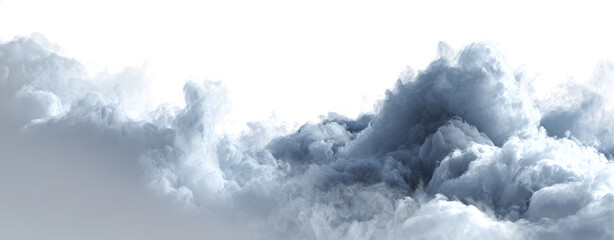 Atmospheric Cloudscape Panorama Captivating Abstract Cloud Formations, Isolated on White Background