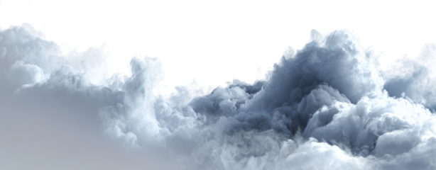 Atmospheric Cloudscape Panorama Captivating Abstract Cloud Formations, Isolated on White Background