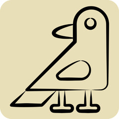 Icon Crow. related to Halloween symbol. hand drawn style. design editable