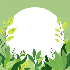 Illustration Vector of Green Leaf Twibbon Frame Featuring White Circle Center and Green Background