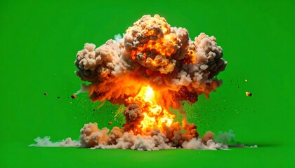Fireball Explosion Green Screen.