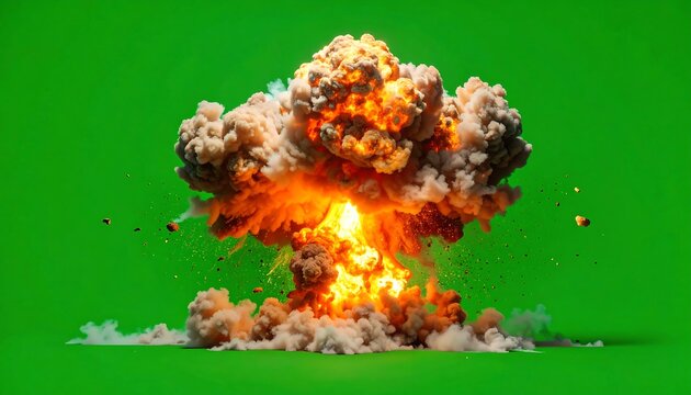 Fireball Explosion Green Screen. - Powered by Adobe