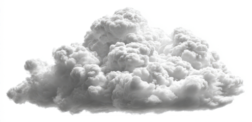 A Realistic 3D Render of a Fluffy Cumulus Cloud on a White Background