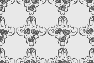 Valentine&rsquo;s Day Seamless Pattern with Elegant Ribbons and Hearts