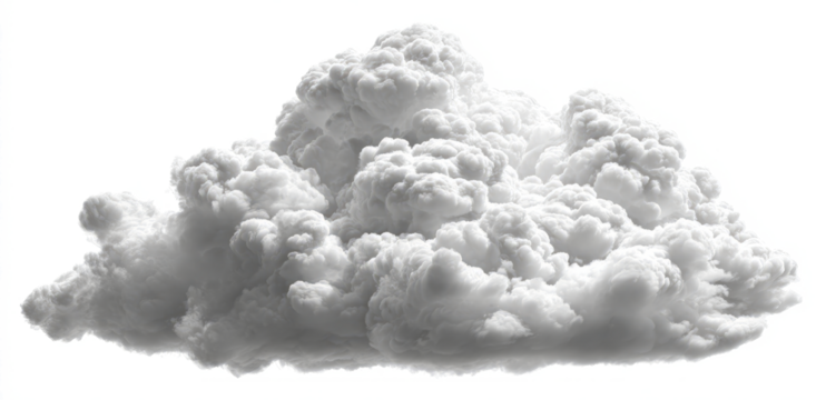 A Realistic 3D Render of a Fluffy Cumulus Cloud on a White Background