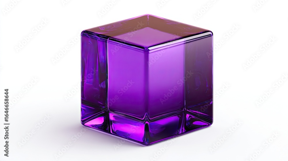 Poster vibrant purple cube with glossy finish, a captivating design element for modern branding and futuris