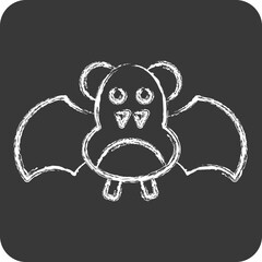 Icon Bat. related to Halloween symbol. chalk Style. design editable
