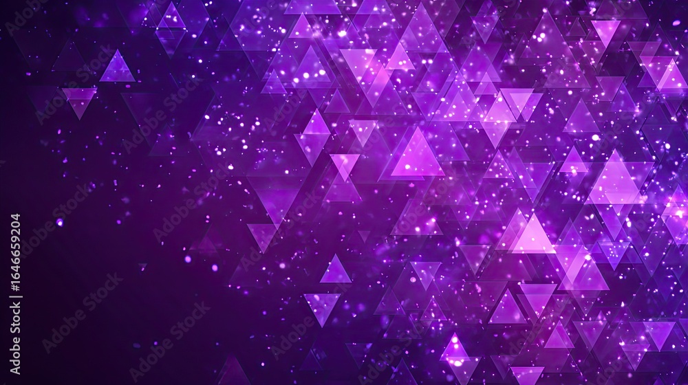 Poster stunning vibrant purple triangle pattern with sparkling light effects for dynamic presentations and 