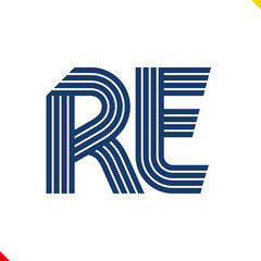 Parallel line monogram initial logo, combination of letter R and E. Idea and inspiration for branding, company and corporation name abbreviation. personal and commercial purpose.
