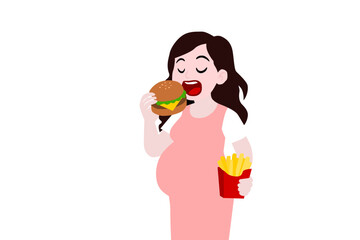the woman pregnancy always want to eat all day. the woman pregnancy happy with her eating. 
