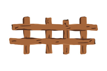 Simple rustic wooden fence illustration. Brown tones, farm style. Isolated graphic design element. Vector Illustration.