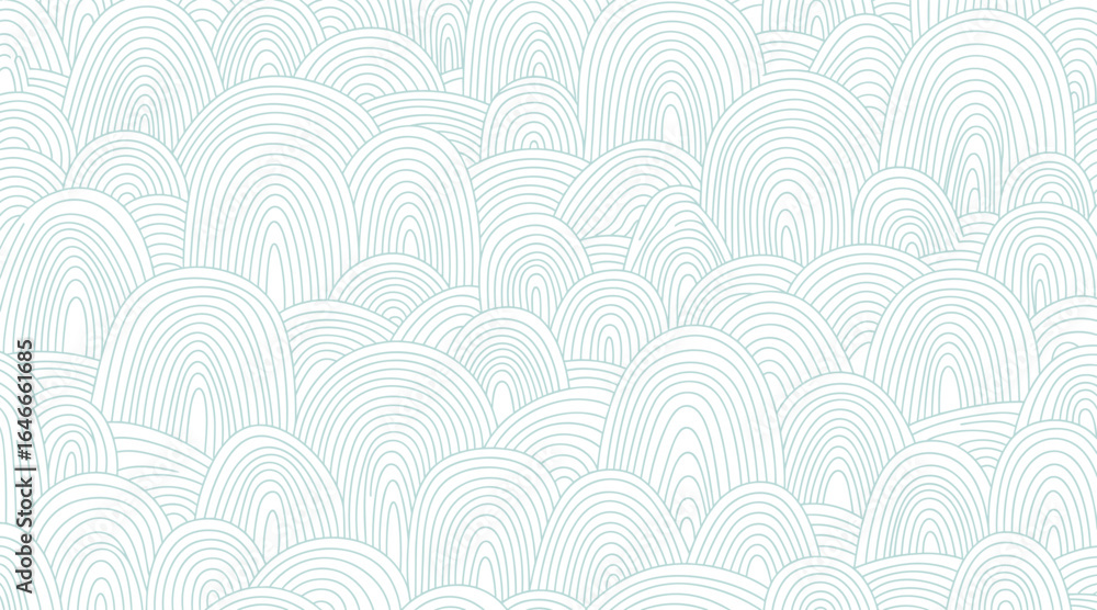 Poster trendy arches pattern background in light blue. seamless design with curved lines, simple and modern