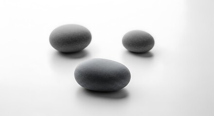 Three zen stones isolated on white background