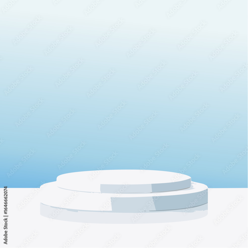 Poster empty podium in elegant on white and pastel blue gradient background,ideal mockup for product displa
