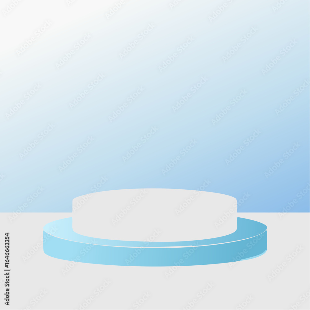 Poster empty podium in elegant on white and pastel blue gradient background,ideal mockup for product displa