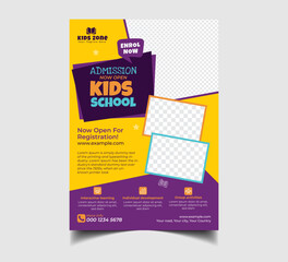 Kids' Admission Flyer Design Vector Illustration 