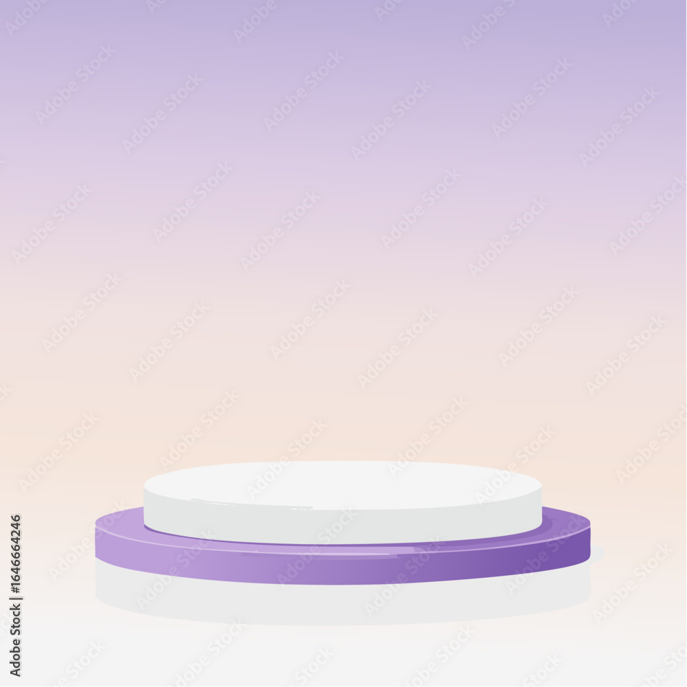 Poster empty podium in elegant on white and pastel violet gradient background, ideal mockup for product dis