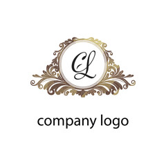 Elegant Vintage Company Logo Design with Decorative Floral Frame and Monogram Letters
