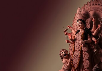 Detailed Close-up of a Terracotta Durga Statue. Generative Ai
