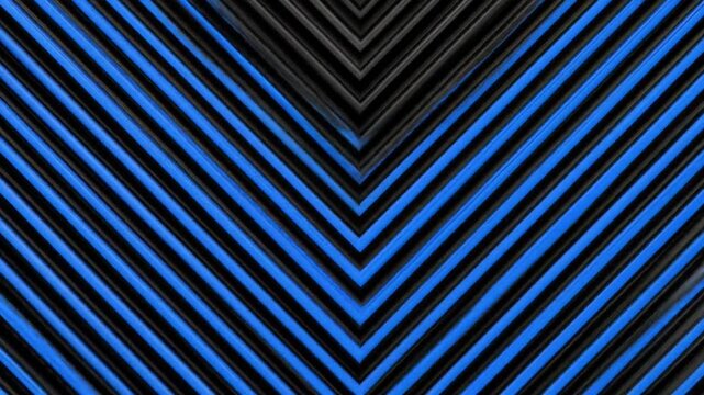 Abstract black & blue diagonal stripes meet at top, creating a chevron pattern
