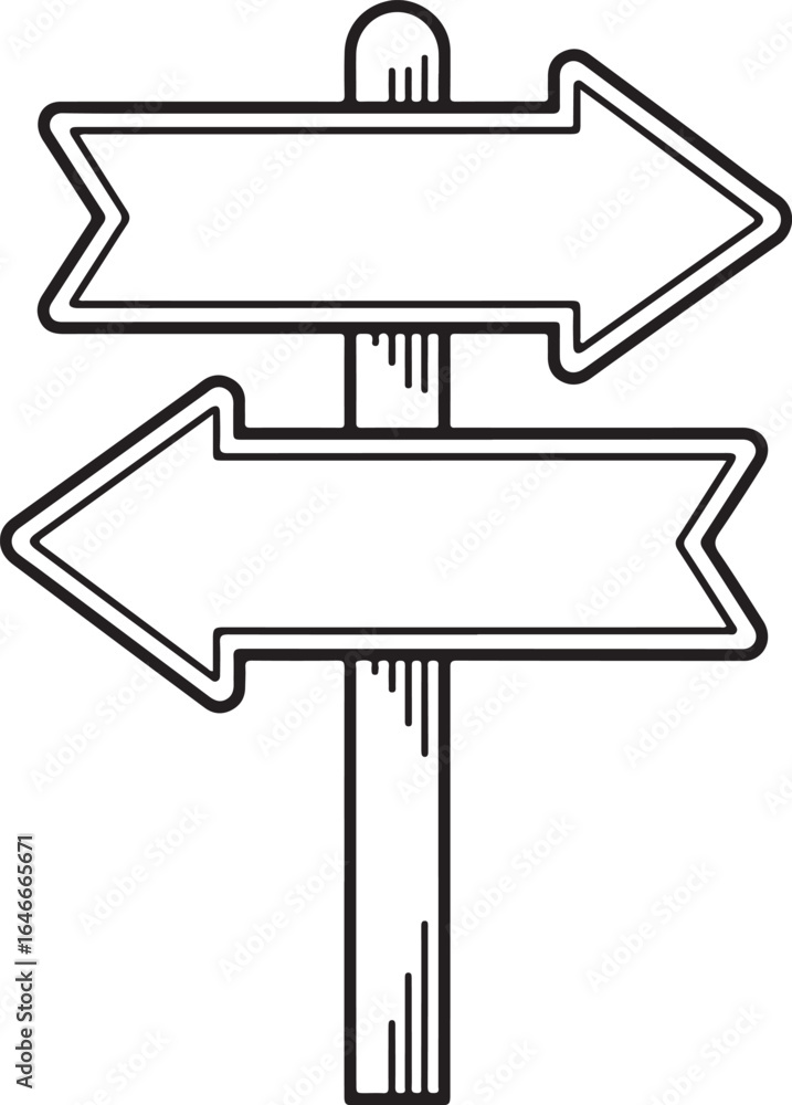 Poster blank arrow signpost with two directions pointing left and right