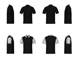polo shirt template in black color isolated on background
