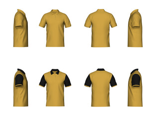 polo shirt template in yellow color isolated on background