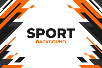 Modern Vector Dynamic Sport Background with Abstract Geometric Design in Orange, Black, and White for Poster or Banner
