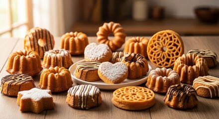 Gourmet Assortment of Miniature Cakes in Bundt, Heart, and Lattice Shapes