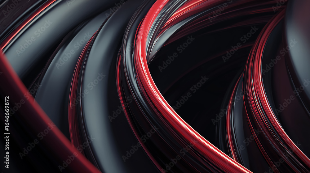 Poster abstract red and black swirls creating a dynamic composition