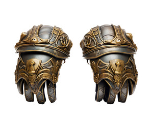 Ornate Medieval Gauntlets with Gold Detailing