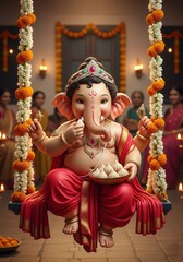 ganpati eating modak , ganpati playing while eating modak 