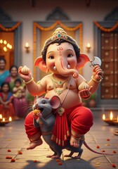 ganpati and mushak raj eating modak 