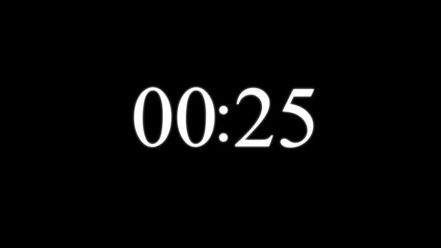 Motion chart simple animation countdown from 50 seconds,on a black background 4k video animation .