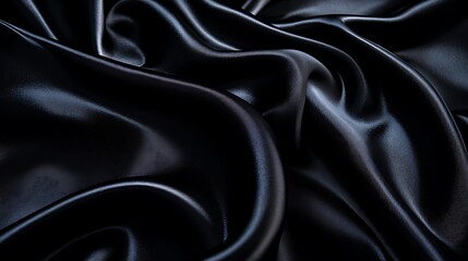 Obraz premium Elegant black satin and silk fabric with smooth luxurious texture