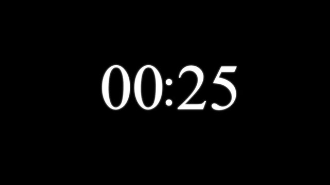 Timer one 40 second countdown,on a black background 4k video animation .