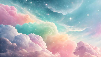 Pastel galaxy clouds with twinkling stars and soft billowy formations full hd 4k stock image download