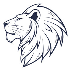 Lion head profile isolated on white background