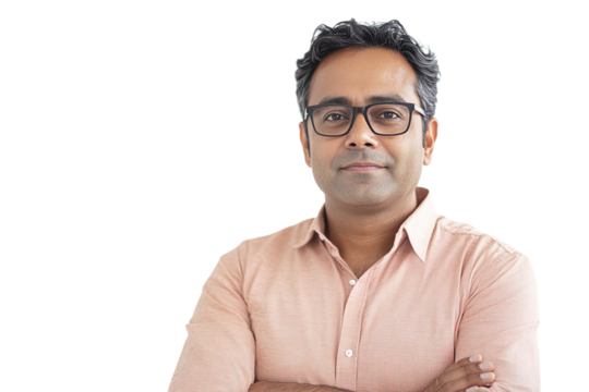 Light red shirt man with transparent background creates product photo backdrop, adds depth to branding.