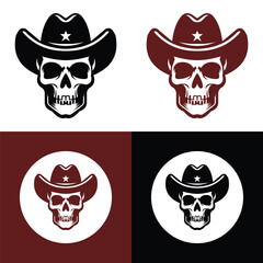 Cowboy Skull Silhouette Vector Set