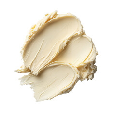 raw shea butter arranged in an elegant, minimalist way on a clean transparent background. 
