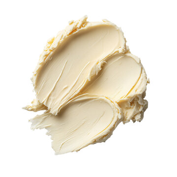 raw shea butter arranged in an elegant, minimalist way on a clean transparent background. 