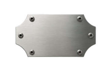 Metallic Blank Plaque with Screws isolated on transparent background Remove png, Clipping Path, pen tool