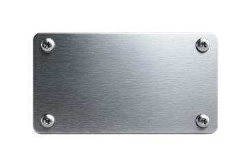 Metallic Blank Plaque with Screws isolated on transparent background Remove png, Clipping Path, pen tool